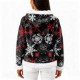 thumbnail image 4 of Women's Casual Fashion Long-Sleeved Zip-Up Fleece Hooded Cardigan with Christmas Snowflake Print for Women's Casual Fashion and Apparel,Black,L, 4 of 4