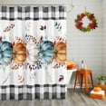 thumbnail image 2 of Fall Thanksgiving Shower Curtains for Bathroom, Watercolor Pumpkin Black Plaid Waterproof Fabric Shower Curtain for Bathroom Bathtub Decoration, Machine Washable, 54x"78", 2 of 9