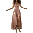 thumbnail image 1 of Asymmetric Ruffle Hem Split Dress One Shoulder Sleeveless Ruched Party Dress Women Clothing, 1 of 5
