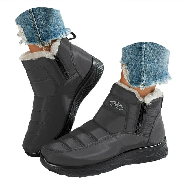Leozcaa Bottes d'Hiver Imperméables pour Femmes, de Randonnée et de Neige, Isolées, Doublure Chaude, Légères, Bottines Courtes d'Extérieur