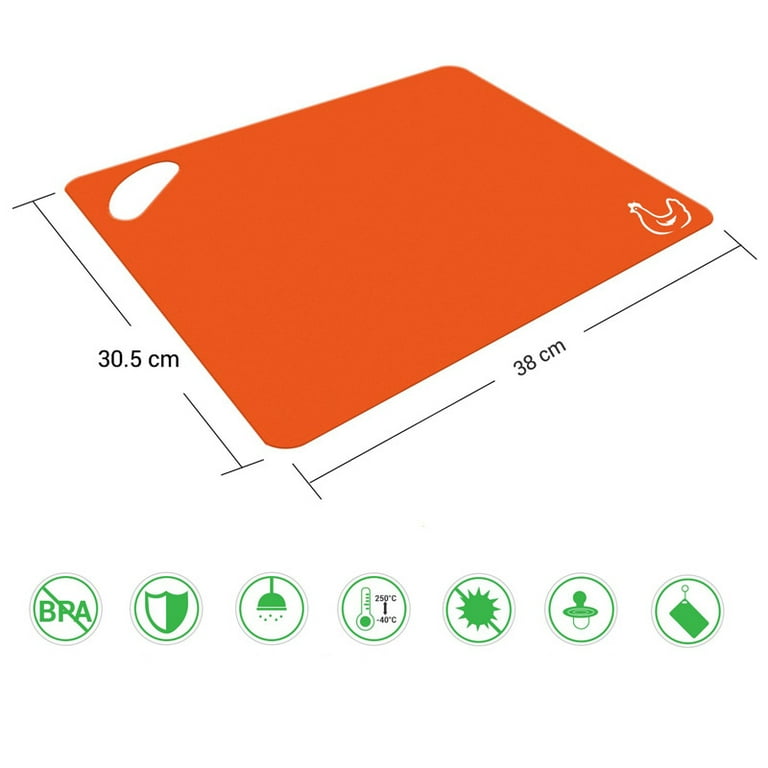 Extra Thick Flexible Plastic Cutting Board Mats with Food Icons