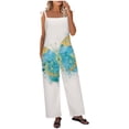 thumbnail image 2 of Femmes Pantalons Femmes Imprimé Été Sans Manches Dos Nu Longues Combinaisons Rompers Combinaison Or S, 2 of 6
