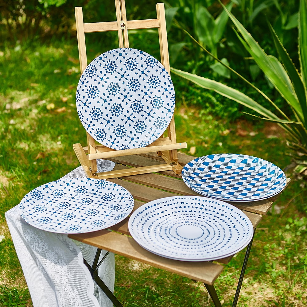 Zayton Melamine Dinner Plates - 11 Inch, Shatterproof Plastic, Lightweight, Striped Design - View #4