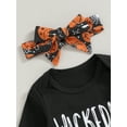 thumbnail image 6 of Newborn Baby Girl Halloween Clothes 3M 6M 12M 18M Long Sleeve Romper Tops Pumpkin Bell-Bottom Pants Headband Infant Fall Outfits, 6 of 10