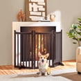 thumbnail image 3 of Freestanding Pet Gate 3-Panel Wooden Dog Fence with 2 Support Feet Folding Dog Gate for Indoor, Stairs, Doorways, Halls, Kitchen Wooden Pet Barrier Espresso 36" H, 3 of 6