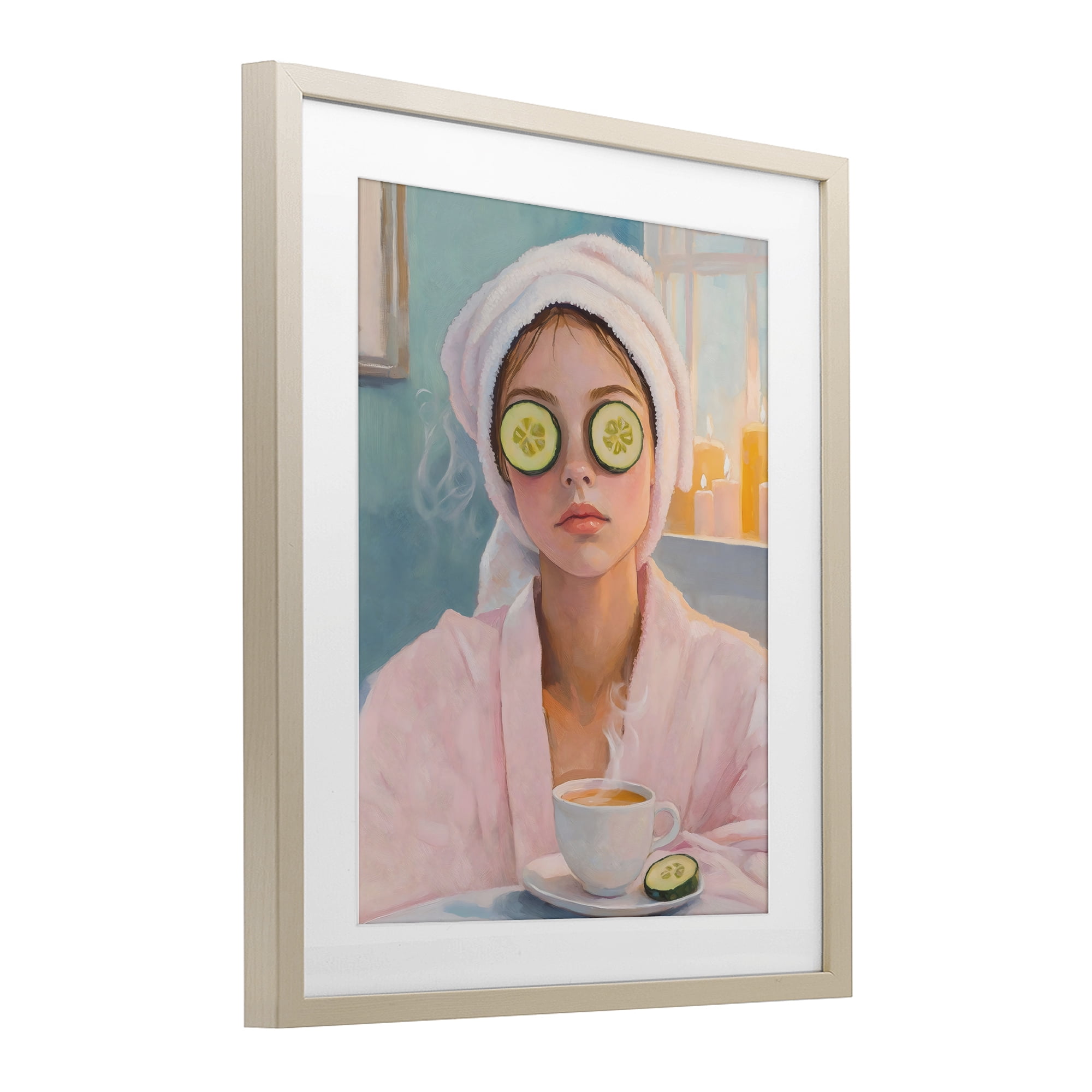 Stupell Industries Spa Day Cucumber Self Care Birch Framed Print Under Glass, design by The Prints Vibe