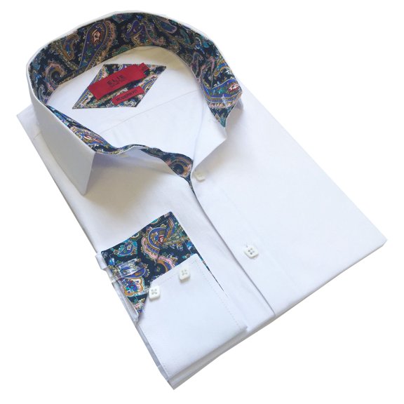 Elie Balleh White Solid Textured Men Button Down Shirt