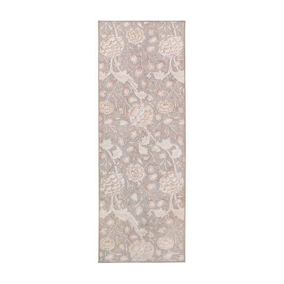 My Magic Carpet Machine Washable Kalini Floral Natural 2.5x7 Runner Rug - Non-Slip Indoor Rugs for Kitchen, Hallway