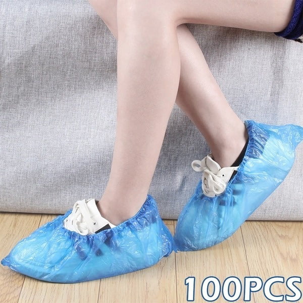 100pcs/Pack Waterproof Rain Shoes Boot Covers Plastic Disposable Overshoes H1 