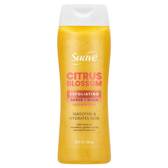 Suave Citrus Blossom Exfoliating Body Wash & Scrub With Glycerin & Vitamin E, 18 FL OZ