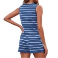 thumbnail image 6 of Womens 2 Piece Outfits Sleeveless V Neck Striped Knit Tops & Shorts, 6 of 7