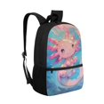 thumbnail image 2 of Uourmeti Cartoon Axolotl Large Capacity Large Capacity Backpack, 17 Inchs Spacious Interior School Backpack Multiple Pockets Student Bookbag for Boys, 2 of 6
