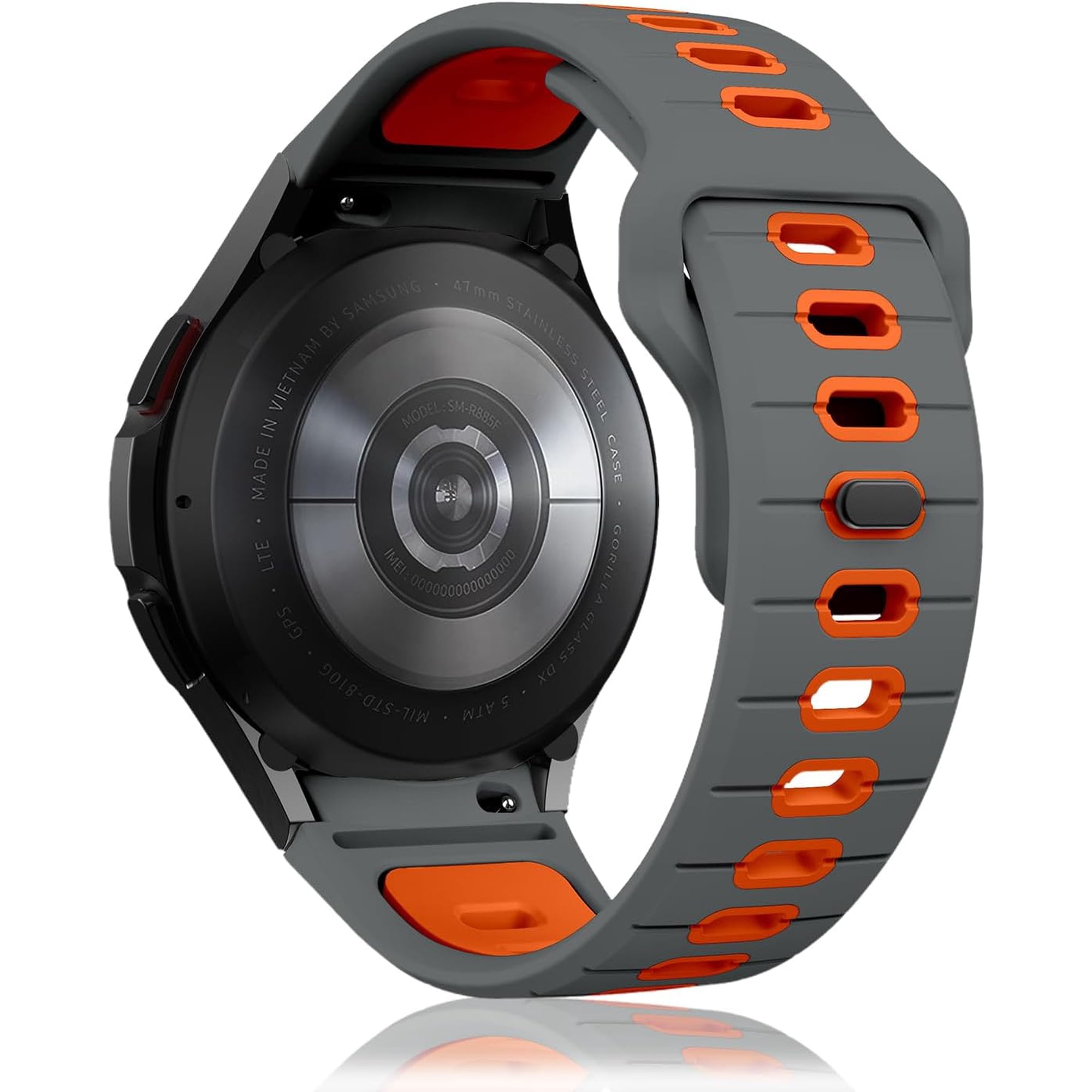 No Gap Band Compatible with Samsung Galaxy Watch 7 6 5 4 FE Band 40mm 44mm, Galaxy Watch 6 4 Classic Bands 47mm 43mm 42mm 46mm, Galaxy Watch 5 Pro Band, Rugged Two-tone Silicone Sport Strap for Men