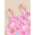 thumbnail image 4 of Bagilaanoe Toddler Baby Girl Easter Jumpsuit Sleeveless Print Romper Pleated Overalls 1T 2T 3T 4T 5T 6T Kids Long Pants Summer Clothes, 4 of 8