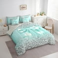 thumbnail image 6 of Feelyou Fashion Cyan Bow Twin Bedding Sets 7-Piece, Sequin Print Bedding Comforter Set, Princess Style Sheet Sets, Lightweight Room Decoration, 6 of 7