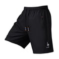 thumbnail image 2 of Men's Elastic Waist Zippered Pocket Training Shorts, Fitness Gym Shorts, Athletic Workout Shorts, Polyester Quick Dry & Breathable, For Running, Jogging, Sports, Summer | JASKFLY,Black L, 2 of 9