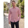 thumbnail image 4 of INSPIRE CHIC Men's Back to School Pinstripe Shirt Long Sleeve Button Down Casual Dress Shirts M Red, 4 of 5