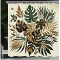 thumbnail image 3 of Ambesonne Brown Shower Curtain, Exotic Retro Leaves Botanical, 69"Wx75"L, Ivory Forest Green and Cocoa, 3 of 4