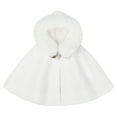 thumbnail image 3 of YONGHS Fleece Hooded Cape for Toddler Baby Girls Faux Fur Warm Coat Princess Winter Tops Jacket Ivory 3-6 Months, 3 of 7