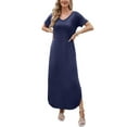 thumbnail image 3 of Women's Summer Maxi Dress Casual Loose Pockets Long Dress Short Sleeve Split Maxi Dresses, 3 of 6