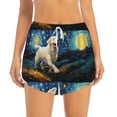 thumbnail image 2 of Rateoe Vintage Starry Sky Labrador A Printed 2 in 1 Women's Workout Shorts for Athletic Gym Running Shorts with Phone Pockets-XX-Large, 2 of 7