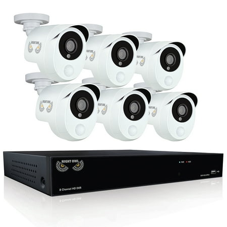 Night Owl's 8 Channel Smart Detection Security System with 6 x 1080p Wired Infrared Cameras and 1 TB Pre-Installed Hard