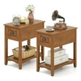 thumbnail image 2 of Gymax Set of 2 Contemporary Side End Table Compact Table w/ Drawer Nightstand Tawny, 2 of 6