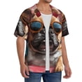 thumbnail image 2 of Pofeuu French Bulldog In Sunglasses Print Mens Casual Short Sleeve Shirts Beach Summer Spread Collar Pocket Tops Men's Casual Short-sleeved Shirt-XX-Large, 2 of 5