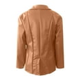 thumbnail image 7 of JNGSA Faux Leather Blazer Jacket for Women Casual Long Sleeve Solid Color Suit Collared Buttons Trendy Coat for Work Office Khaki L, 7 of 7