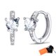thumbnail image 1 of Pendientes de aro de plata de ley con piedras natales Silvora para mujer. Diamantes creados. Delicada joya de regalo para cumpleaños o Navidad, 1 of 8