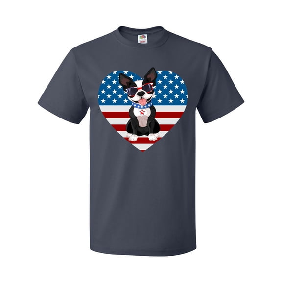Inktastic Boston Terrier Dog US Flag July 4th T-Shirt