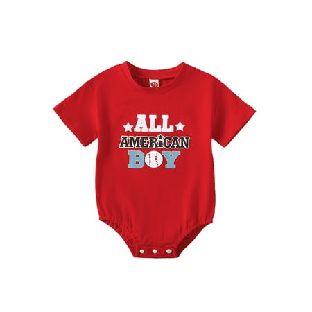 

Arvbitana 4th of July Baby Boy Clothes Short Sleeve Romper Oversized T-Shirt Bodysuit Red Jumpsuit Pullover Top Independence Day 0M 3M 6M 12M 18M
