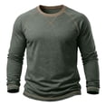 thumbnail image 2 of Men's Long Sleeve Crew Neck Pullover T Shirt Casual Fashion Solid Color Slim Fit Sports Tops Fall Winter Lightweight Soft Comfort Shirts, 2 of 7