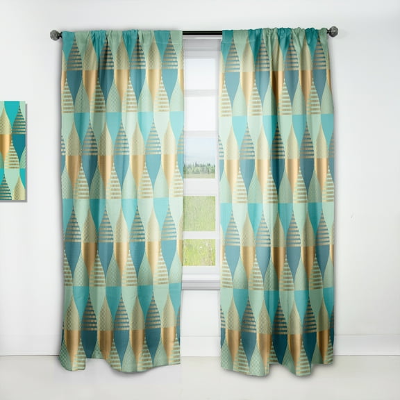 Designart 'Luxury Retro Pattern Drops II' Mid-Century Modern Curtain Panel