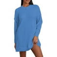 thumbnail image 1 of Faithtur Tricot Automne Hiver pour Femmes Couleur Unie Manches Longues Col Rond Long Tricoté, 1 of 9