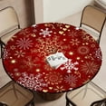 thumbnail image 2 of Christmas Fitted Tablecloth Round with Elastic Indoor Outdoor Table Cover Round Elastic Tablecloths for Tables Waterproof Wipeable Table Cloths for,Picnic,Kitchen,Dinner (44"-48"), 2 of 4