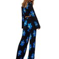 thumbnail image 4 of VISgogo - Conjunto de 2 piezas informales para mujer, manga larga, cuello en V profundo, cruzado, top corto y pantalones VISgogo moda, 4 of 9