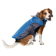 Vibrant Life Pet Jacket for Dogs and Cats: Blue Honeycomb with Grey Piecing, Reflective Trim, Size M