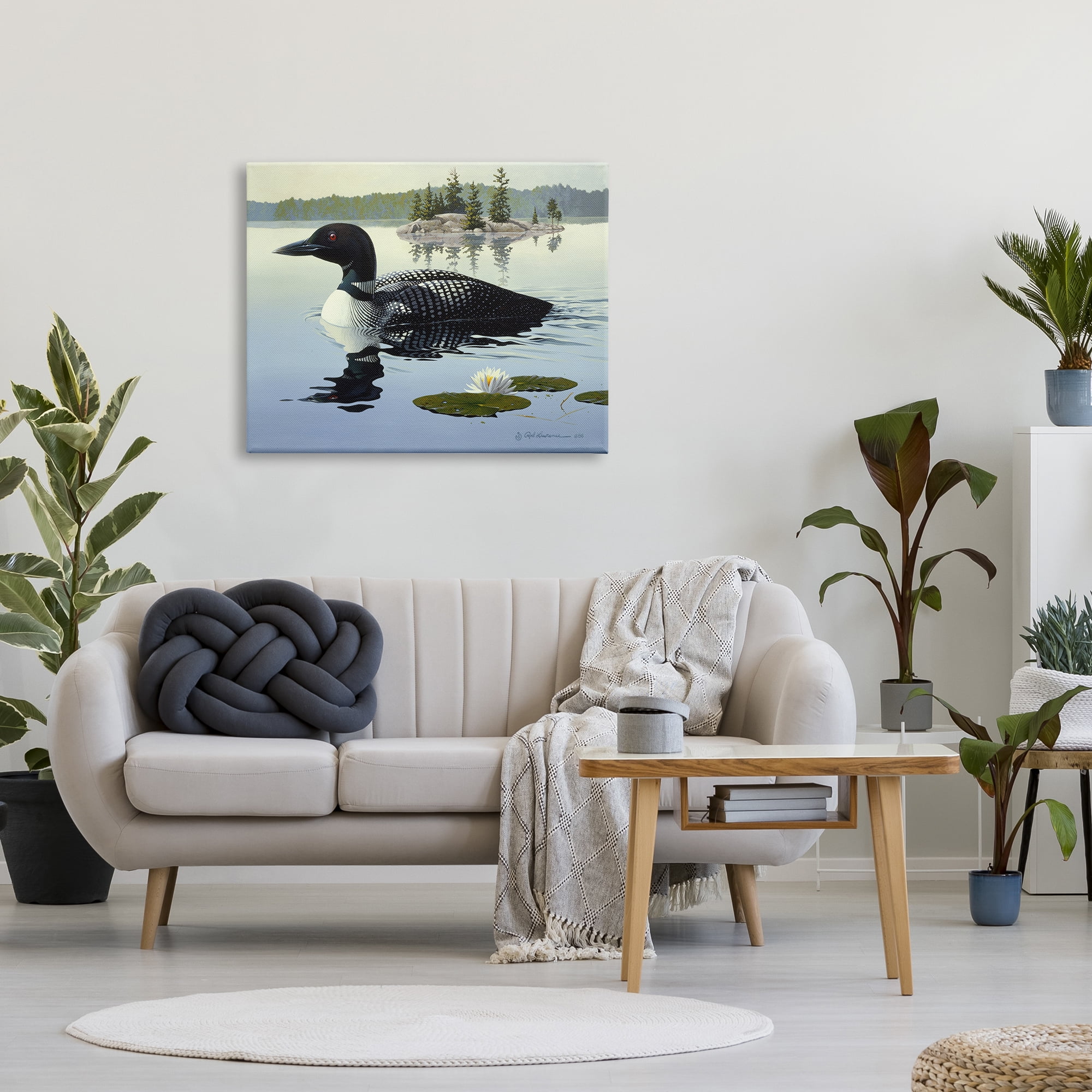 Stupell Industries Duck in Vast Pond Animals & Insects Painting Gallery Wrapped Canvas Art Print Wall Art, 40 x 30
