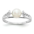 thumbnail image 1 of Solid 14k White Gold Pearl Filigree Ring Band with CZ Cubic Zirconia Size 5.5, 1 of 6