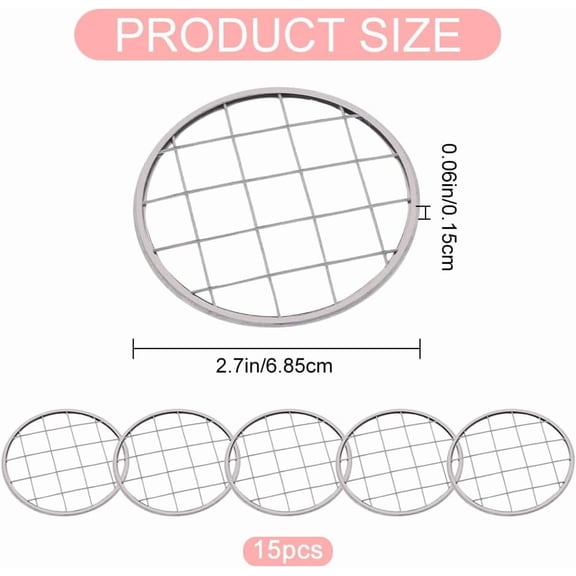 1bag 15pcs Tinplate Frog Lid Insert with Square Grids Flower Arranging Supplies 68.5x1.5mm