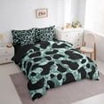 thumbnail image 3 of jejeloiu Leopard Cheetah Print 7pcs Bedding Comforter Set,Jungle Animal Queen Bedding Sets,Blue Black Queen Sheet Sets For Kids,Luxury Bedroom Decor Reversible, 3 of 8