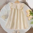 thumbnail image 6 of CAUYDY Toddler Summer Dress 9M 12M 24M Baby Infant Girl Kids Children Flutter Sleeve Casual Floral Sundress Crew Neck for Kids 3T 4T 5T 6T (Sizes 6 Years,H3-Beige), 6 of 7