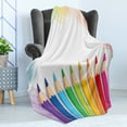 thumbnail image 4 of School Soft Flannel Fleece Blanket, Digital Drawing Illustration of Realistic Colorful Pencils on Pastel Tone Backdrop, Cozy Plush for Indoor and Outdoor Use, 50" x 70", Multicolor, by Ambesonne, 4 of 5