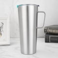 thumbnail image 2 of Taza de café y leche aislada con asa y tapa para beber sobre la marcha Taza de viaje de acero inoxidable de 30 oz, 2 of 8