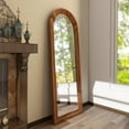 thumbnail image 2 of BEAUTYPEAK 71"x30" Arched Full Length Mirror with Stand Solid Wooden Framed Floor Mirror Full Body Mirror,Brown, 2 of 8