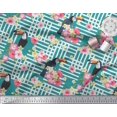 thumbnail image 3 of Soimoi Green Polyester Crepe Fabric Floral & Toucan Bird Print Sewing Fabric BTY 52 Inch Wide, 3 of 3
