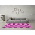 thumbnail image 3 of Ahgly Company Indoor Rectangle Checkered Purple Modern Area Rugs, 7' x 9', 3 of 4