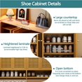 thumbnail image 5 of Bamboo Shoe Storage Cabinet with Shutter Doors, 7 Tier Freestanding Shoe Cabinet Sneakers Shoe Rack Shelf for 36-40 Pairs, Shoe Organizer with Thickened Adjustable Shelves for Entryway, Hallway, 5 of 17