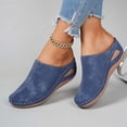 thumbnail image 2 of HNMKIU Womens Sandals Fashion Toe Platform Slide Style Comfortable Casual Beach Slippers with Pure Color Upper Elegant Low Heel Beach Shoes Blue,7, 2 of 9